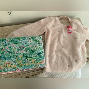 Lilly Pulitzer Pink Sweater with Pearl Accents